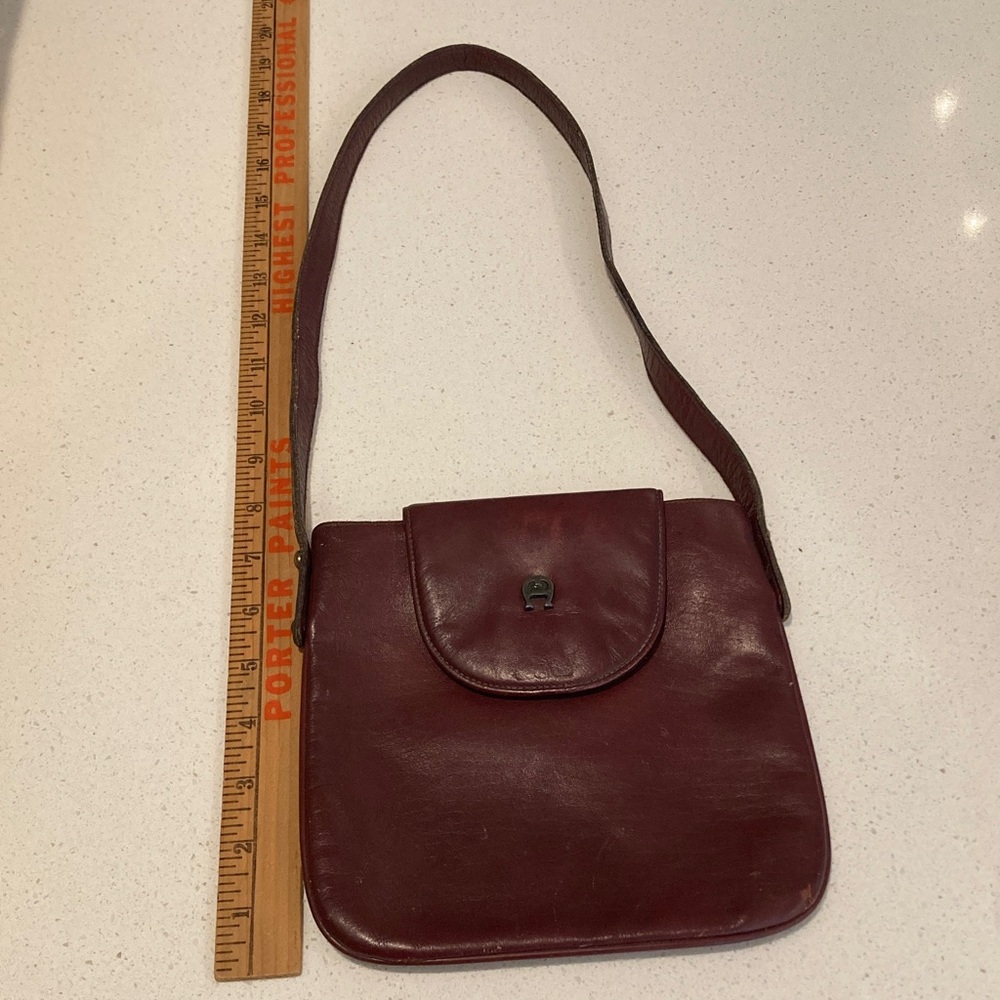 Vintage Burgundy Leather Shoulder Bag